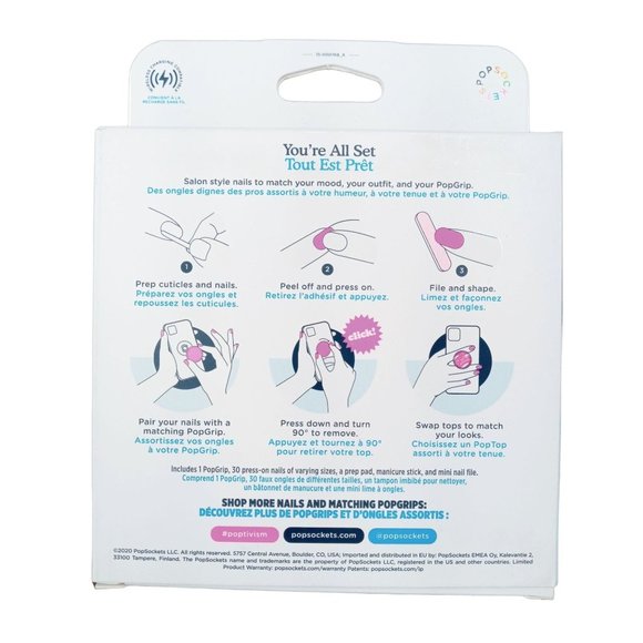 Popsocket Nails Phone Grip Matching Kit Pink Roses Vintage Perfume 804704 Set - Picture 4 of 4